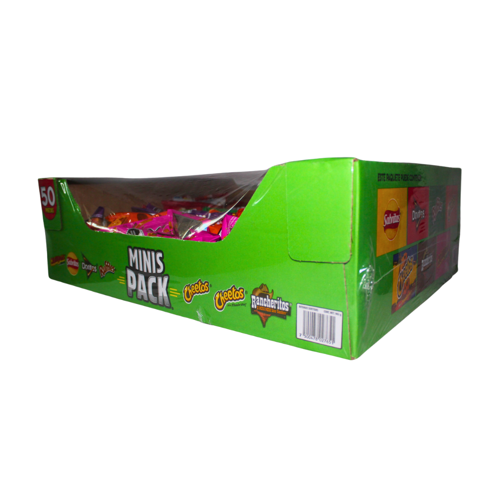 Botanas Surtidas Sabritas - Minis Pack | Caja 50 pzas 963 g