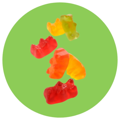 Gomitas espiral grandes color rosa con sabor frutal dulce en presentación de 1 kg.