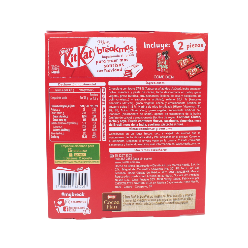 Tarjeta Navideña Kit Kat 2 Chocolates