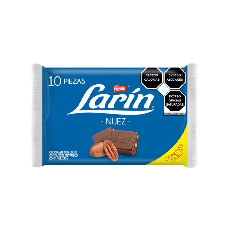 Chocolate Larín  Nuez de Nestlé 10 piezas