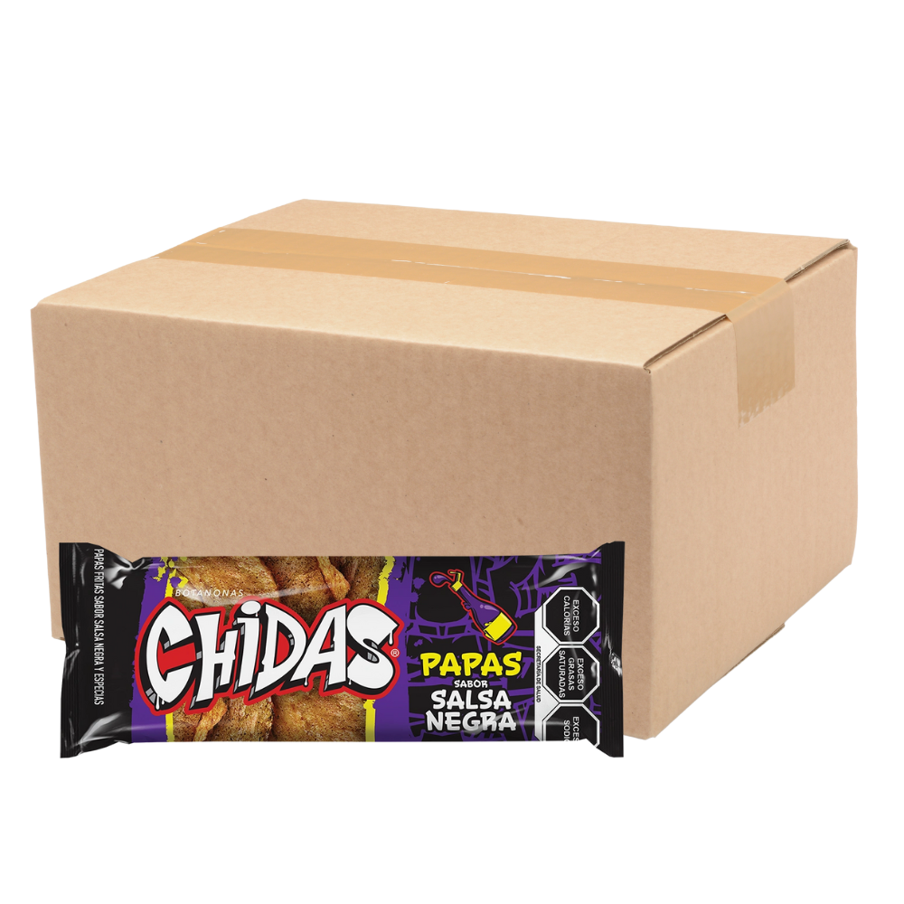 Caja semi mayoreo de 6 bolsas de papas chidas gonac salsa negra