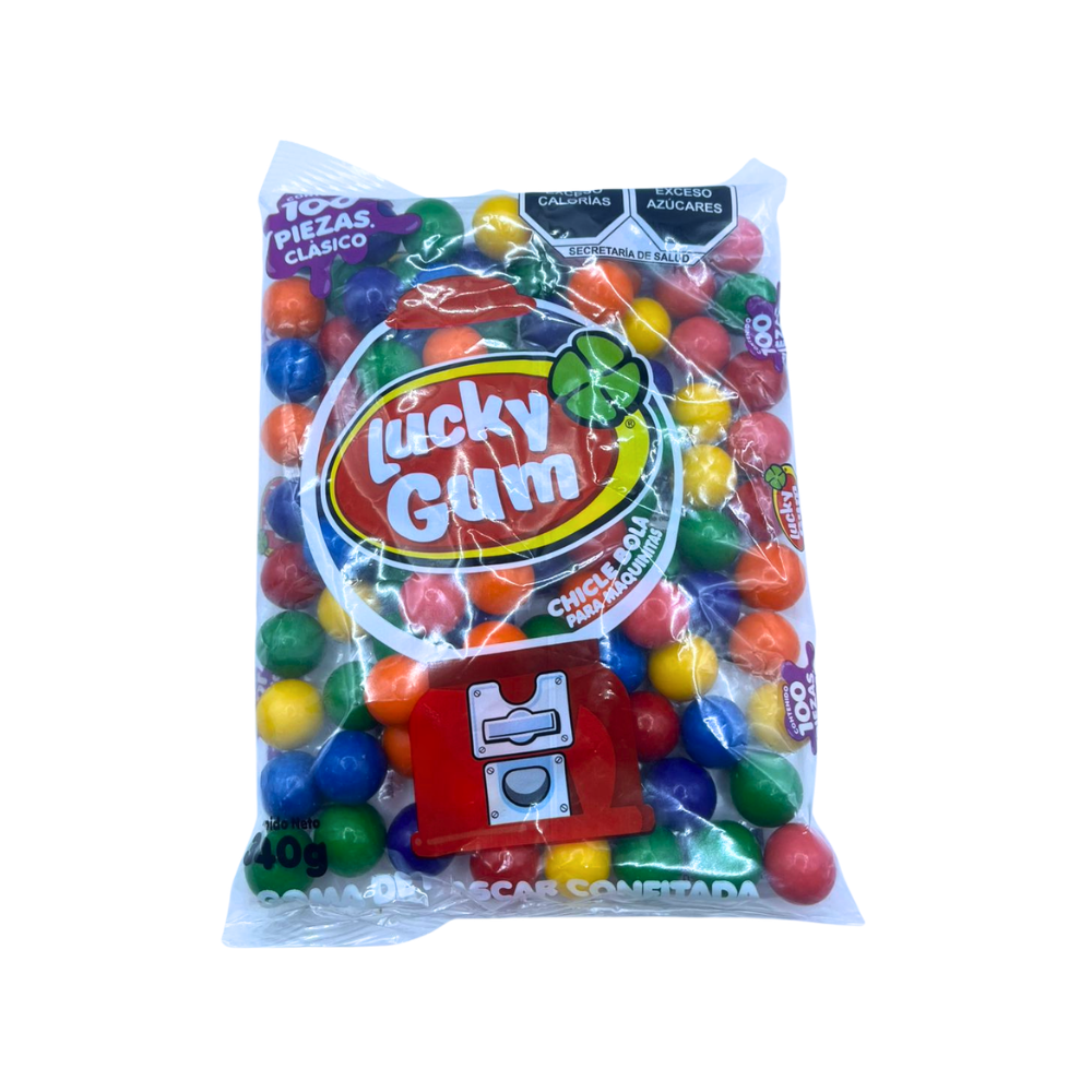Bolsa de chicles Luck tamaño grande en presentación granel con 100 piezas y 340 gramos de contenido.