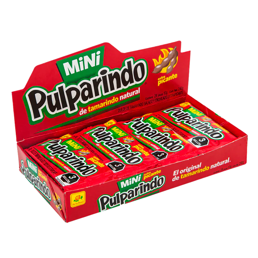Imagen de productos De La Rosa, como dulces tradicionales mexicanos, incluyendo opciones como mazapanes, pulpas, caramelos, gomitas, malvaviscos, paletas, bombones y chocolates, en diversas presentaciones individuales o en bolsa, con empaques coloridos característicos de la marca.