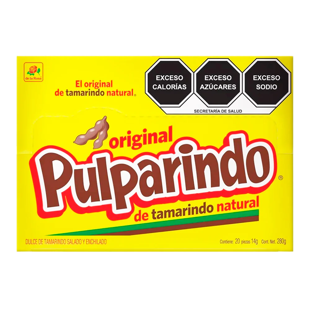 Imagen de productos De La Rosa, como dulces tradicionales mexicanos, incluyendo opciones como mazapanes, pulpas, caramelos, gomitas, malvaviscos, paletas, bombones y chocolates, en diversas presentaciones individuales o en bolsa, con empaques coloridos característicos de la marca.