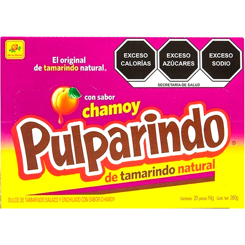 Imagen de productos De La Rosa, como dulces tradicionales mexicanos, incluyendo opciones como mazapanes, pulpas, caramelos, gomitas, malvaviscos, paletas, bombones y chocolates, en diversas presentaciones individuales o en bolsa, con empaques coloridos característicos de la marca.