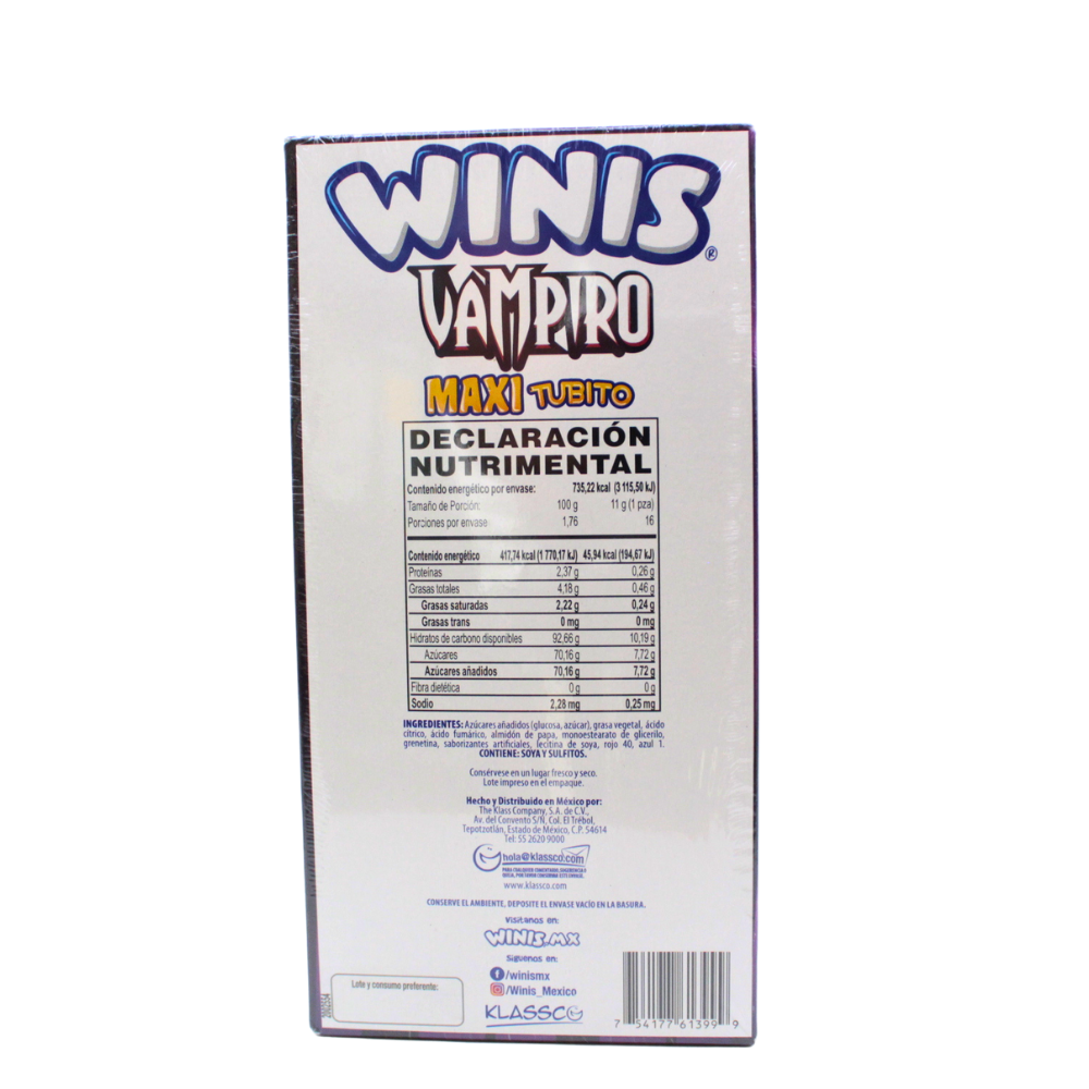 Winis Vampiro | Caramelo Suave sabor Uva | Caja 16 pzas