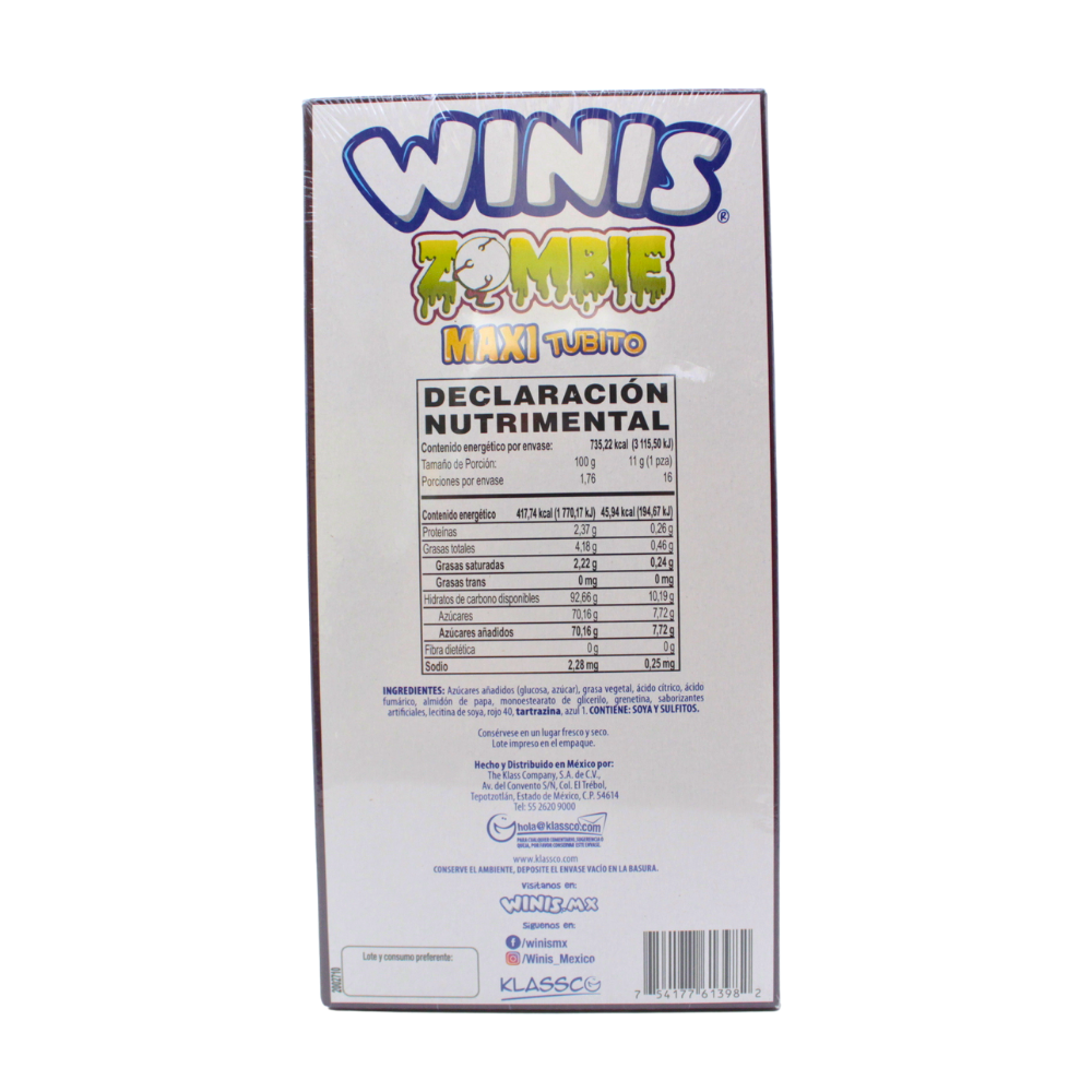 Winis Zombie | Caramelo Suave sabor Uva | Caja 16 pzas