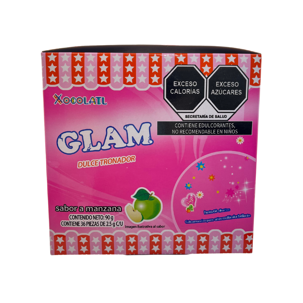 Dulce Tronador Uñas Glam en presentación de 36 piezas con efecto chisporroteante.