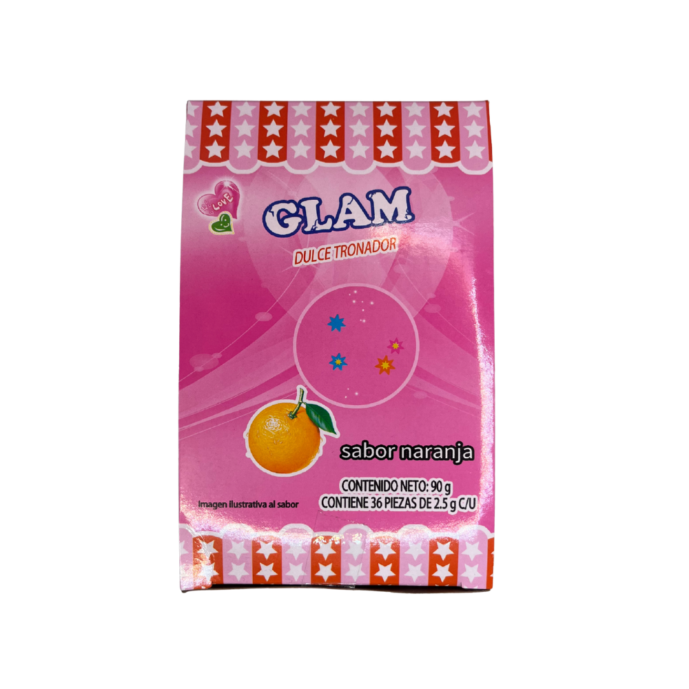 Caja de Dulce Tronador Uñas Glam con 36 piezas, dulce divertido para botanas o venta por pieza.