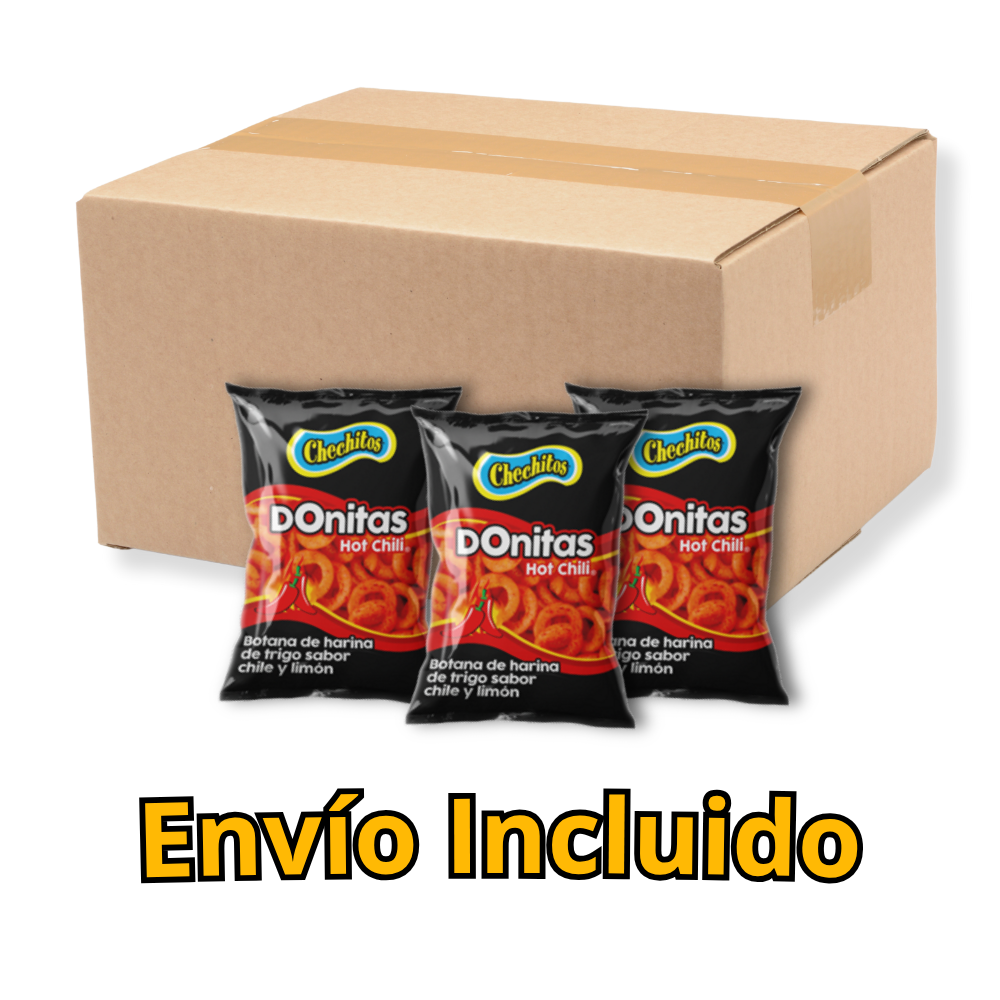 Chechitos Donitas Chile Intenso Chicos | Caja con 15 bolsas de 25 pzas