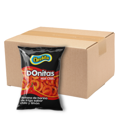 Chechitos Donitas Chile Intenso Chicos | Caja con 15 bolsas de 25 pzas