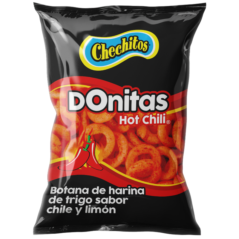 Chechitos Donitas Chile Intenso Chicos | Caja con 15 bolsas de 25 pzas