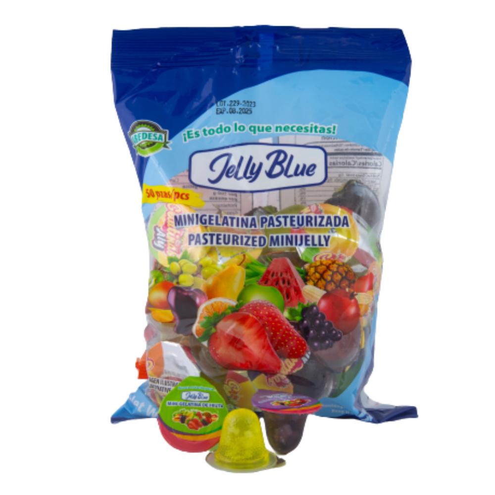 GELATINA PREZZI MINI JELLY BLUE ABEDESA | 50 PIEZAS