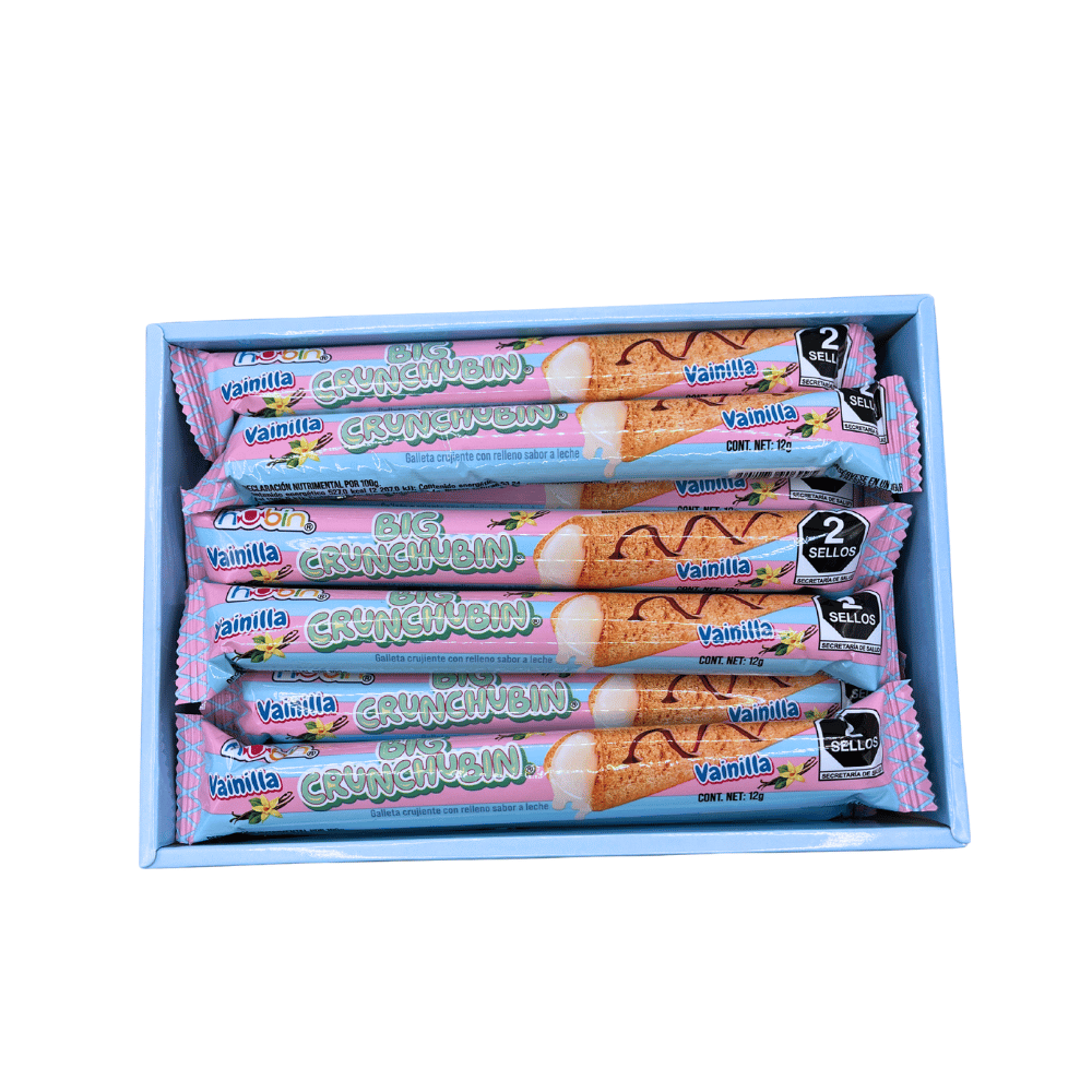 Galleta Hubin Big Crunchubín sabor vainilla, crujiente y dulce, ideal para consumo individual.