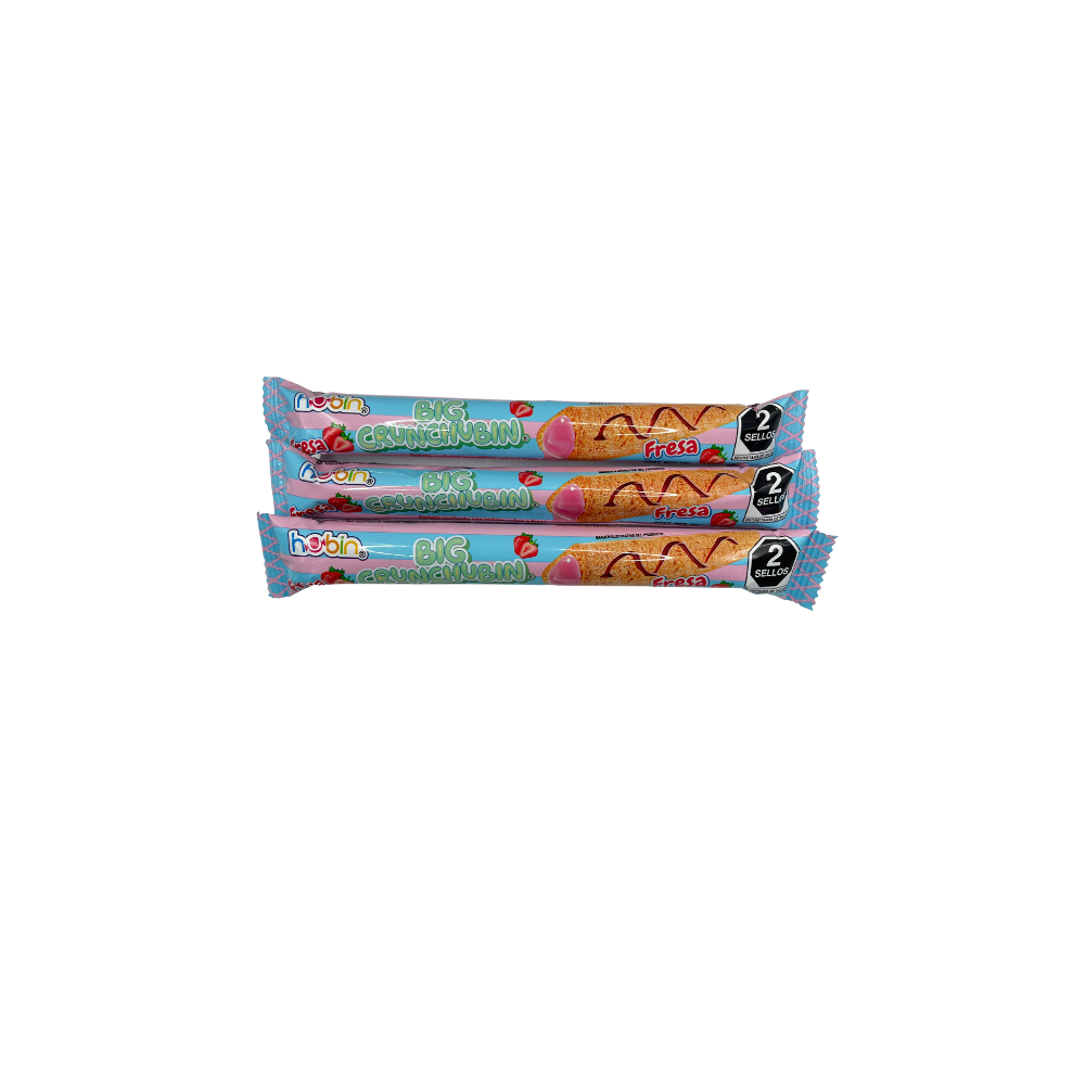 Galleta Big Crunchubín Fresa Hubin, crujiente y relleno sabor fresa, 30pzas