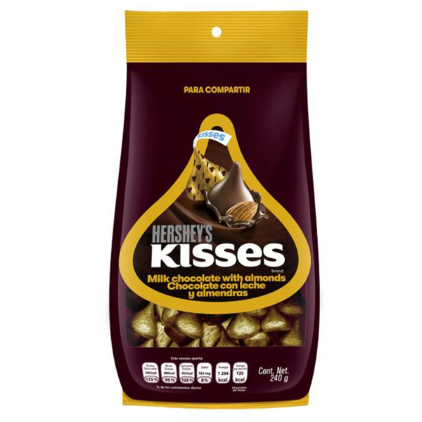 CHOCOLATE HERSHEYS KISSES ALMENDRAS | BOLSA 240 GR