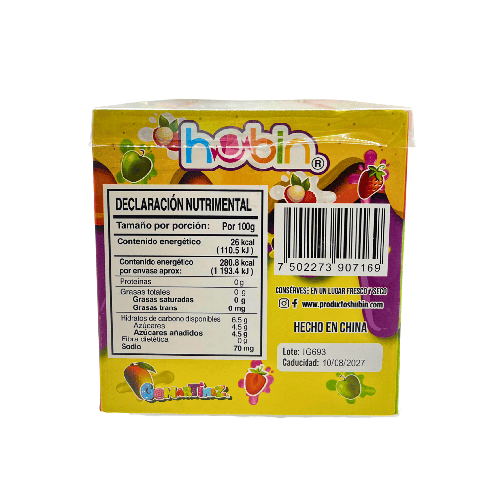 Cono barquillo Hubin Jelly Conito con gelatina frutal, crujiente y dulce, ideal para fiestas, 24 piezas.