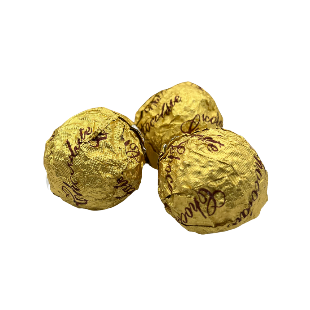 Chocolate Hubin Orodiamond en envoltura dorada, sabor chocolate, bolsa de 1 kg con cerca de 90 piezas.