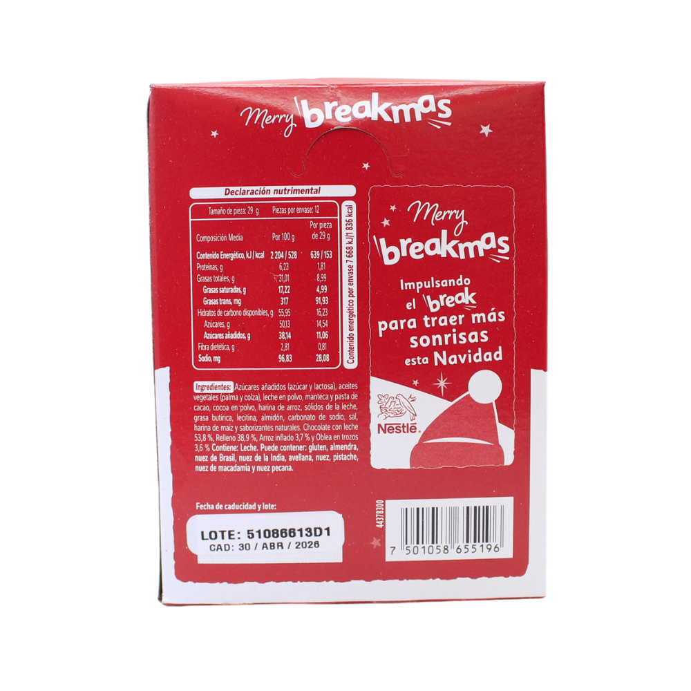 Chocolate Kit Kat individual merry breakmass chocolate navidad