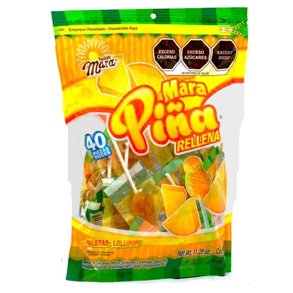 PALETA MARA PIÑA RELLENTA | BOLSA 40 PIEZAS