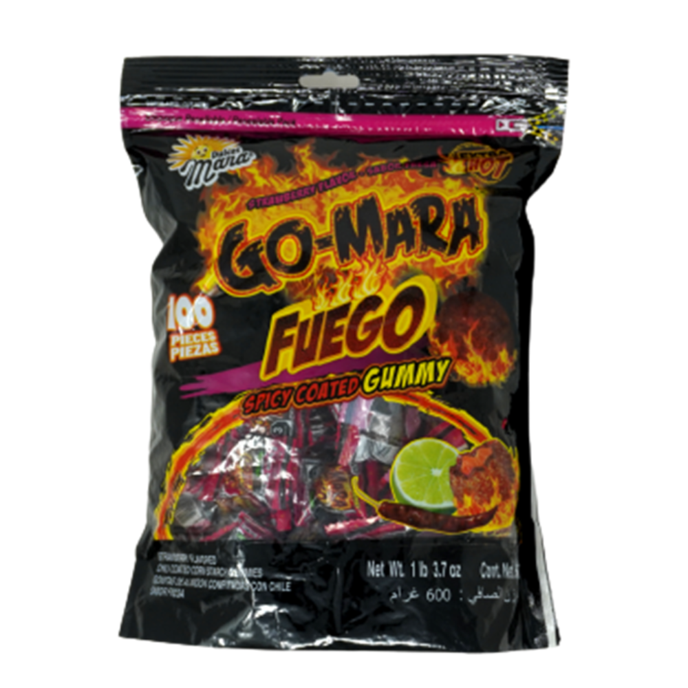 GOMITAS GO MARA FUEGO FRESA CON CHILE | BOLSA 100 PIEZAS