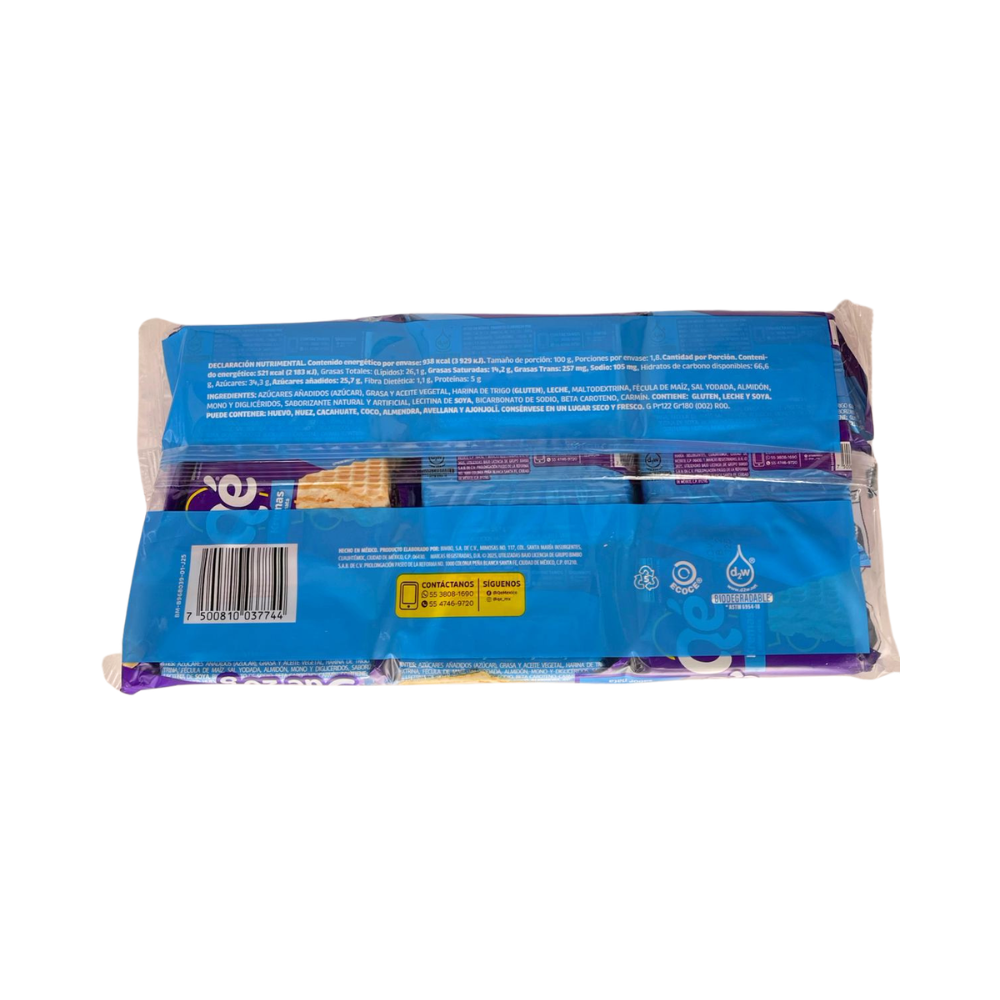 Obleas crujientes Qé Kremas con relleno sabor nata en paquete de 180 g.
