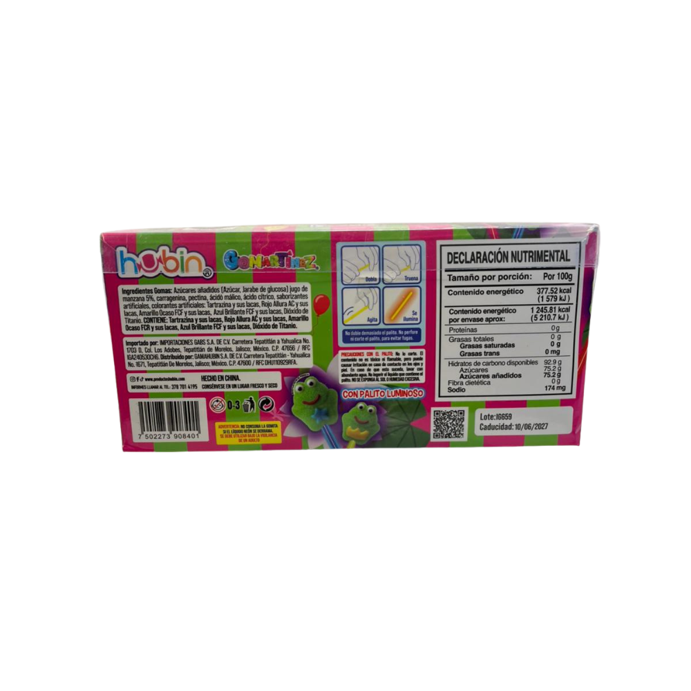 Hubin Ranitas Pop Neon con forma de frutas, suaves y dulces, ideales para dulceros, 30 piezas.