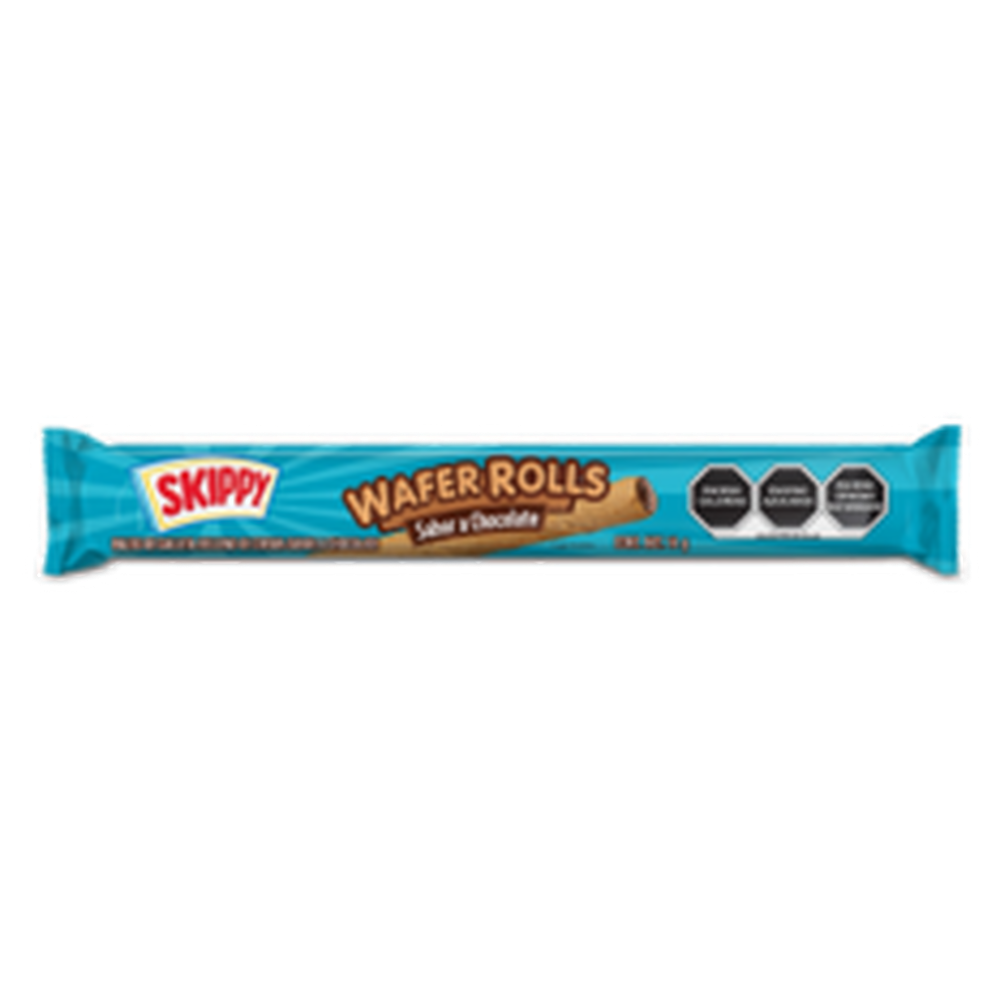 Galletas Skippy Wafer Rolls Chocolate | Caja con 10 pzas