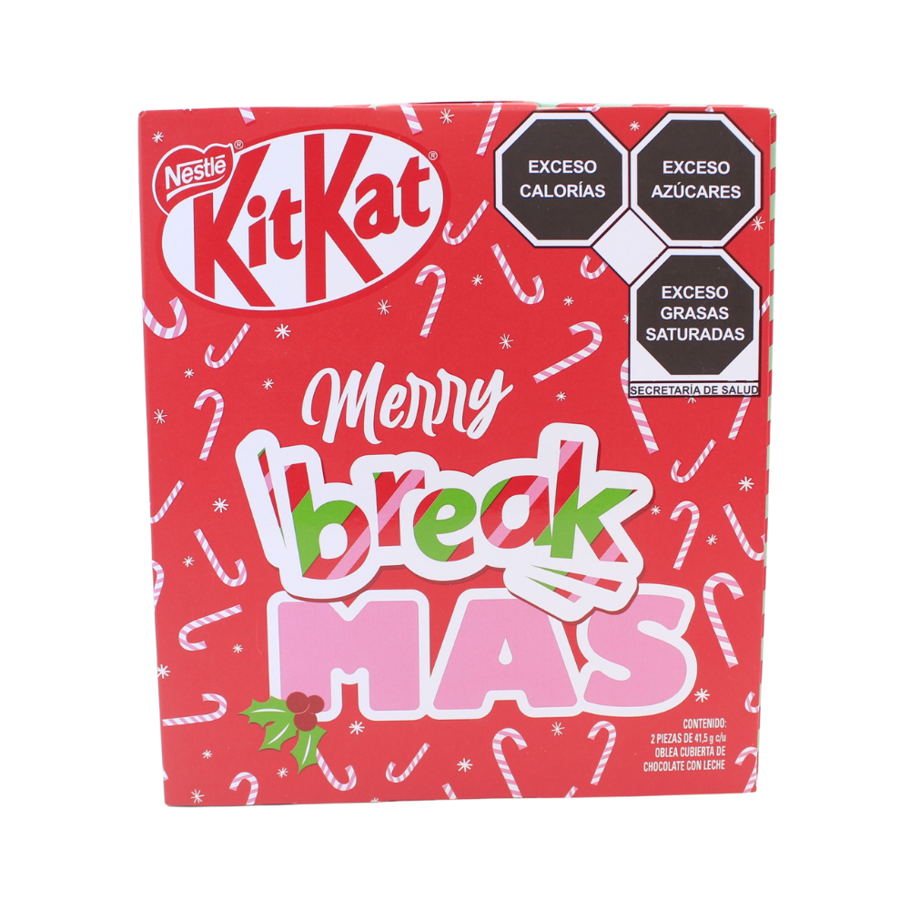 Tarjeta Navideña Kit Kat. Incluye 2 chocolates.