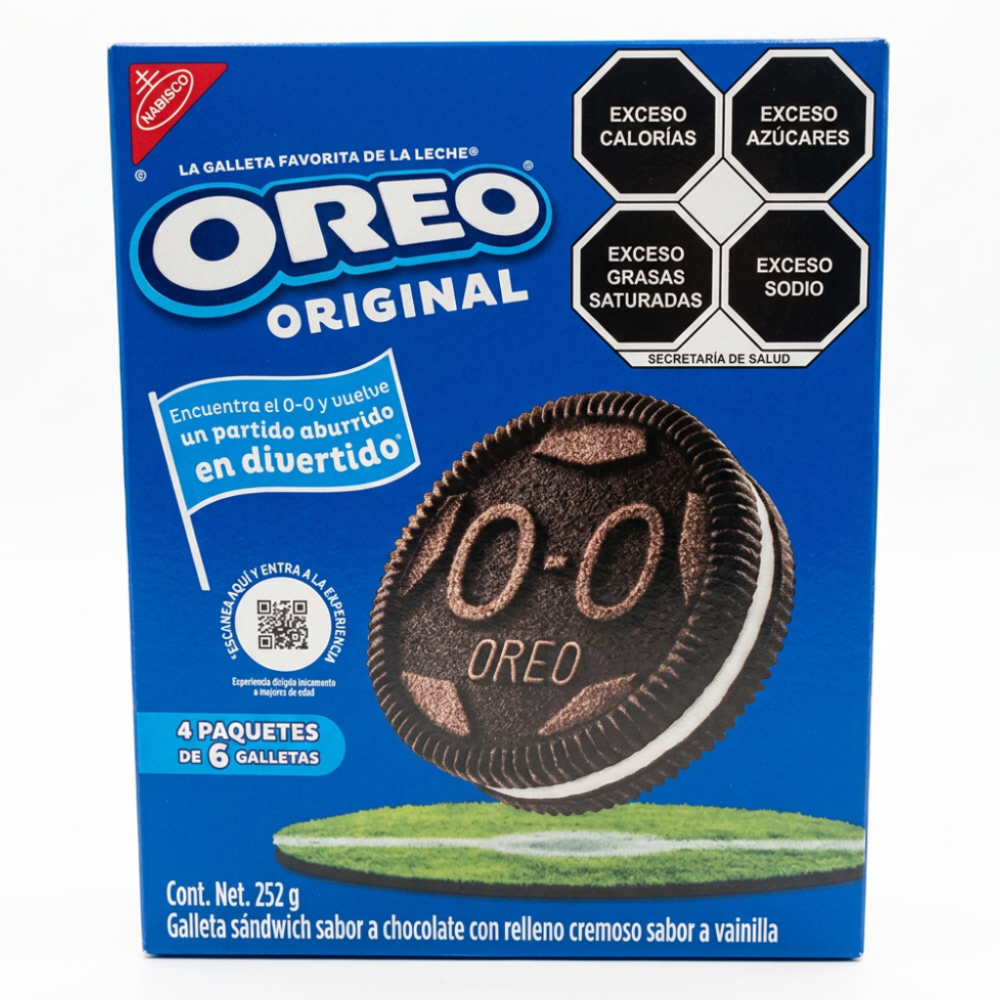 Galleta Oreo Original Caja Con 4 Paquetes De 6 Pzas (252g)