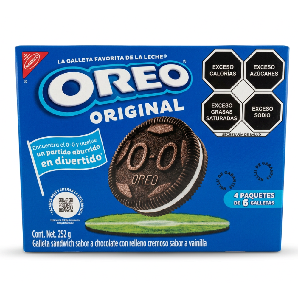 Galleta Oreo Original Caja Con 4 Paquetes De 6 Pzas (252g)
