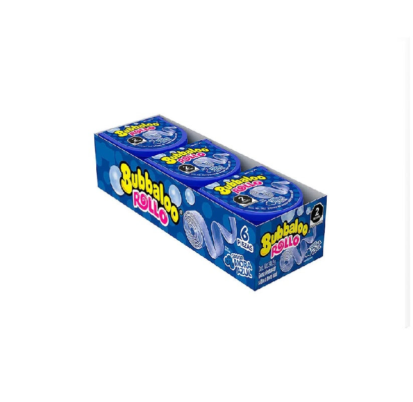 Chicle Bubbaloo Rollo Mora Azul 6 pz