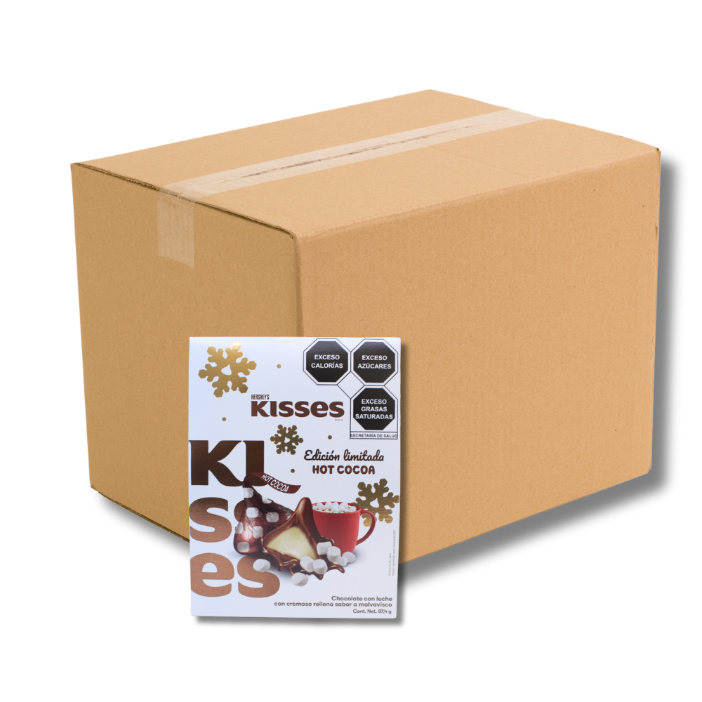 Caja semi mayoreo de 18 displays de Kisses de Hershey's Hot Cocoa Edición Navidad