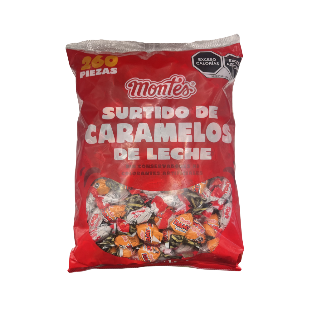Caramelo de leche Montes surtido 1.3 kg con 260 piezas en bolsa