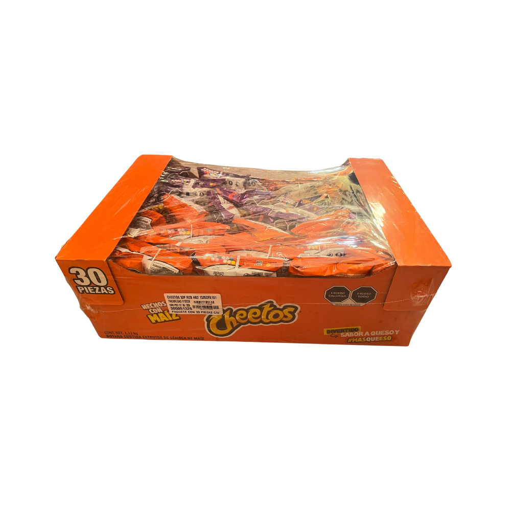 Fritura Cheetos sabor queso 44 gramos caja con 30 piezas en bolsas individuales

