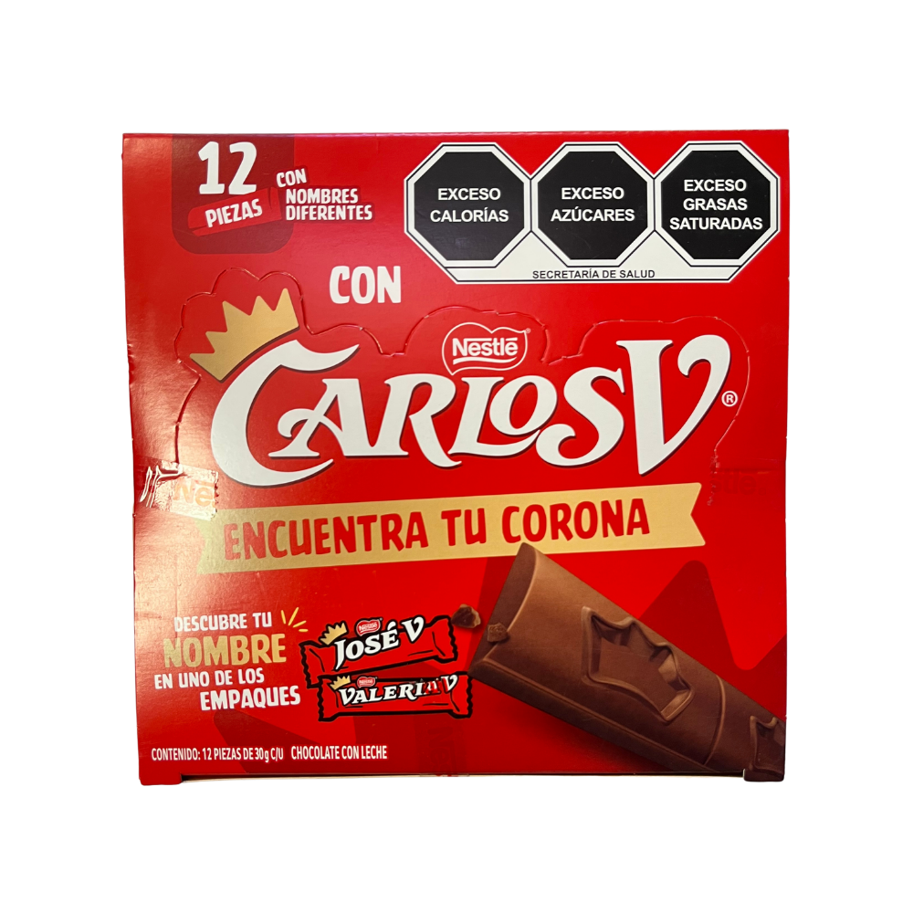 Chocolate Carlos V King 30 g caja con 12 piezas contenido total 360 g