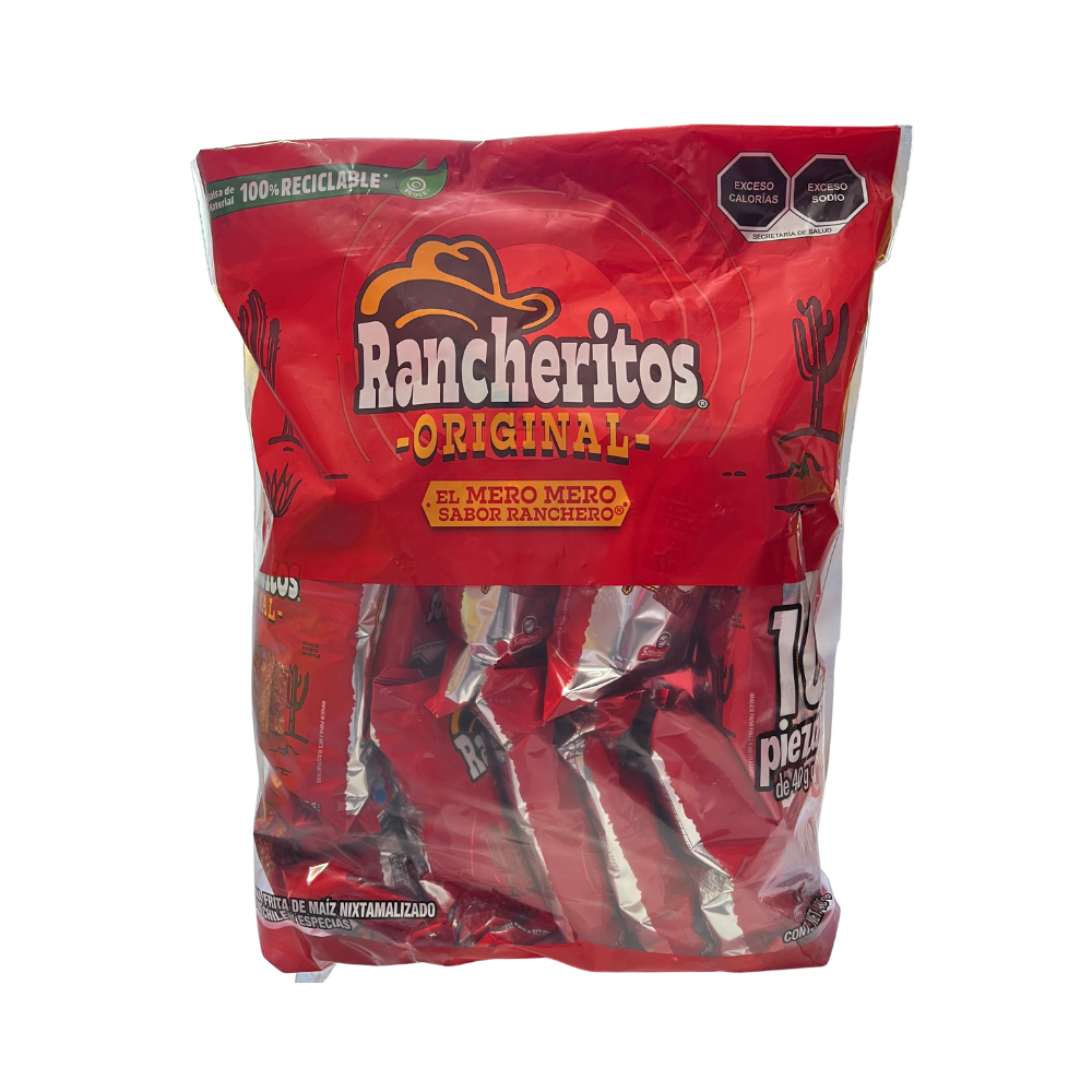 Rancheritos botana de maíz 40 gramos paquete con 10 bolsas