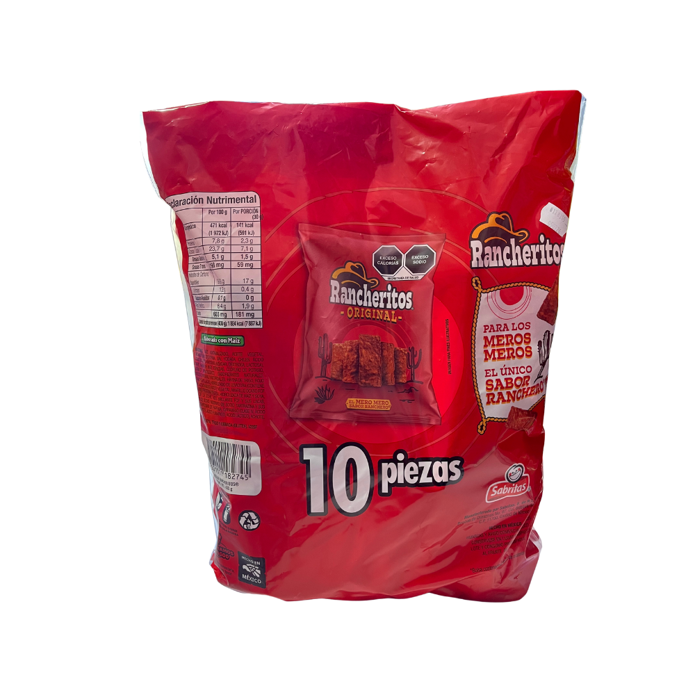 Fritura Sabri Rancheritos 40 g pack 10 piezas de maíz nixtamalizado
