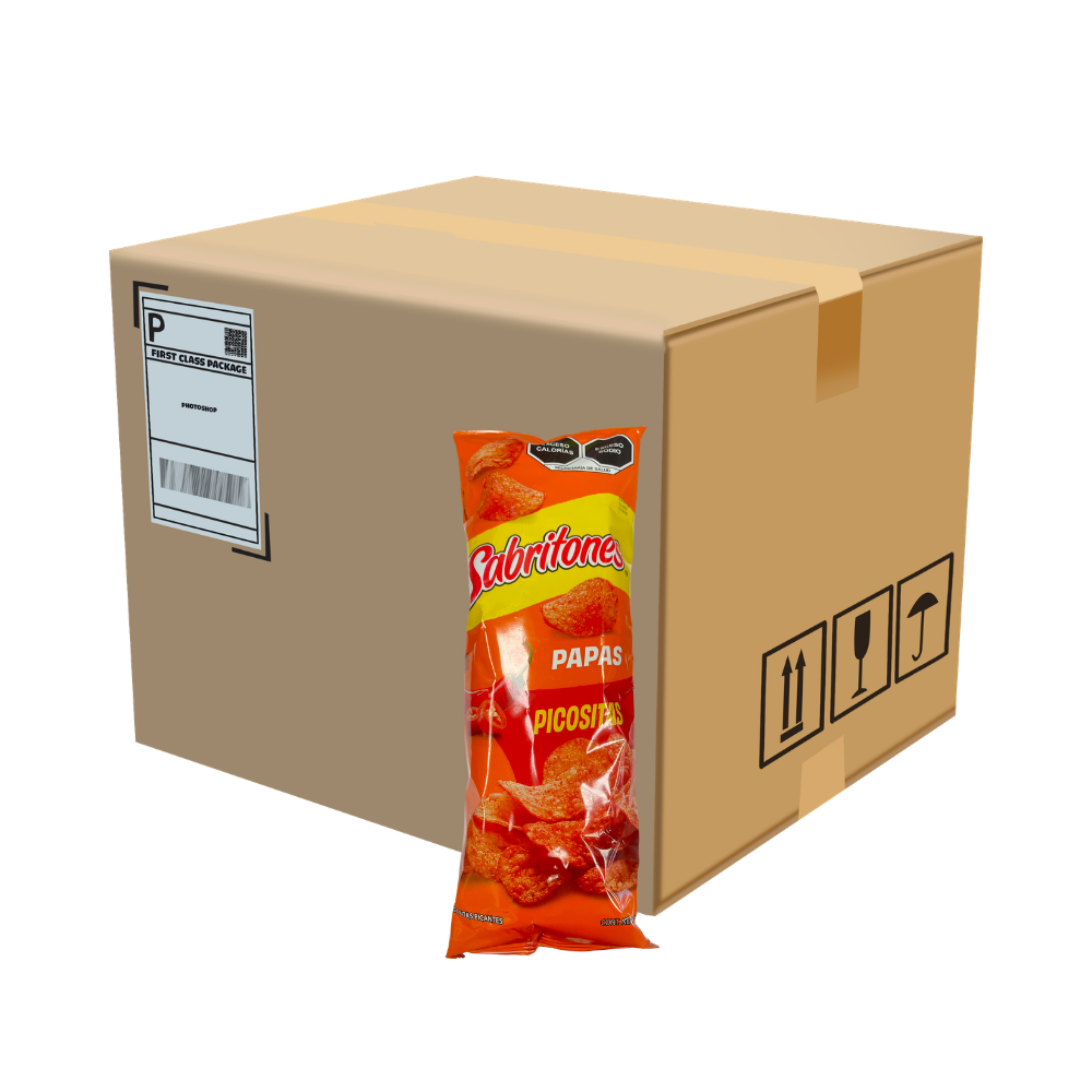 Fritura Sabritones Papa Picositas 90 g caja con 25 piezas sabor picosito