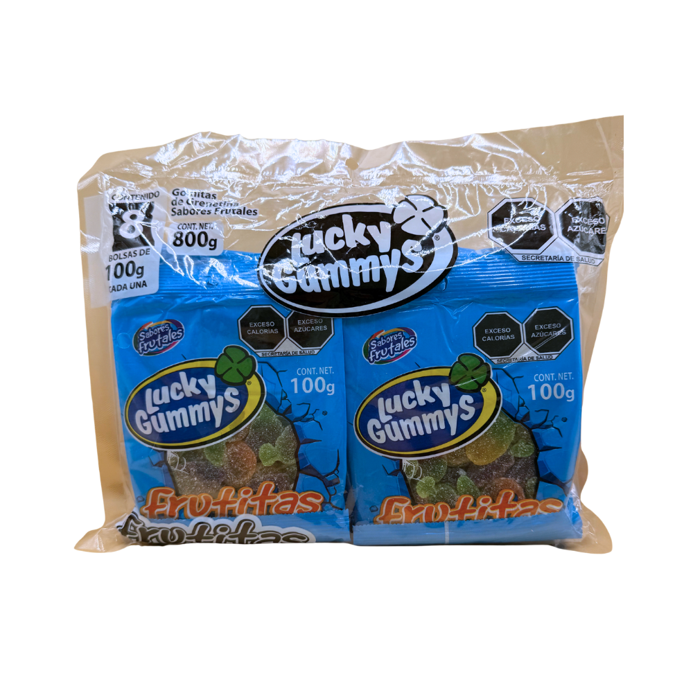 Gomitas Lucky Gummy frutita 100 g paquete con 8 piezas