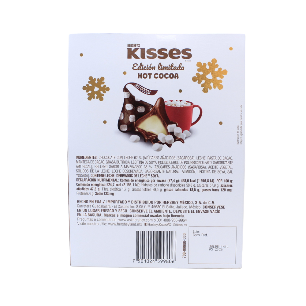Caja de Kisses Hot cocoa Edición Limitada Navidad. 87.4 g neto. Envíos a todo México