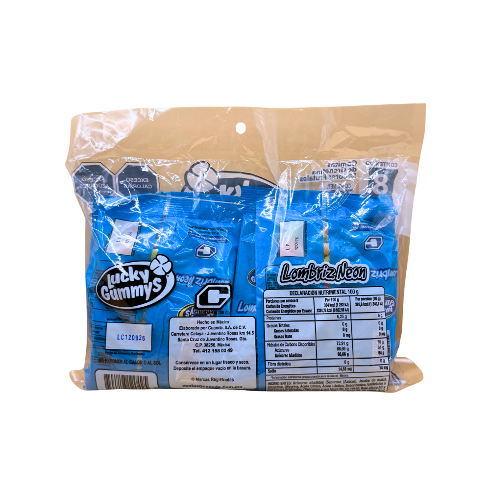 Gomitas lombrices Lucky Gummy sabores frutales 96 g