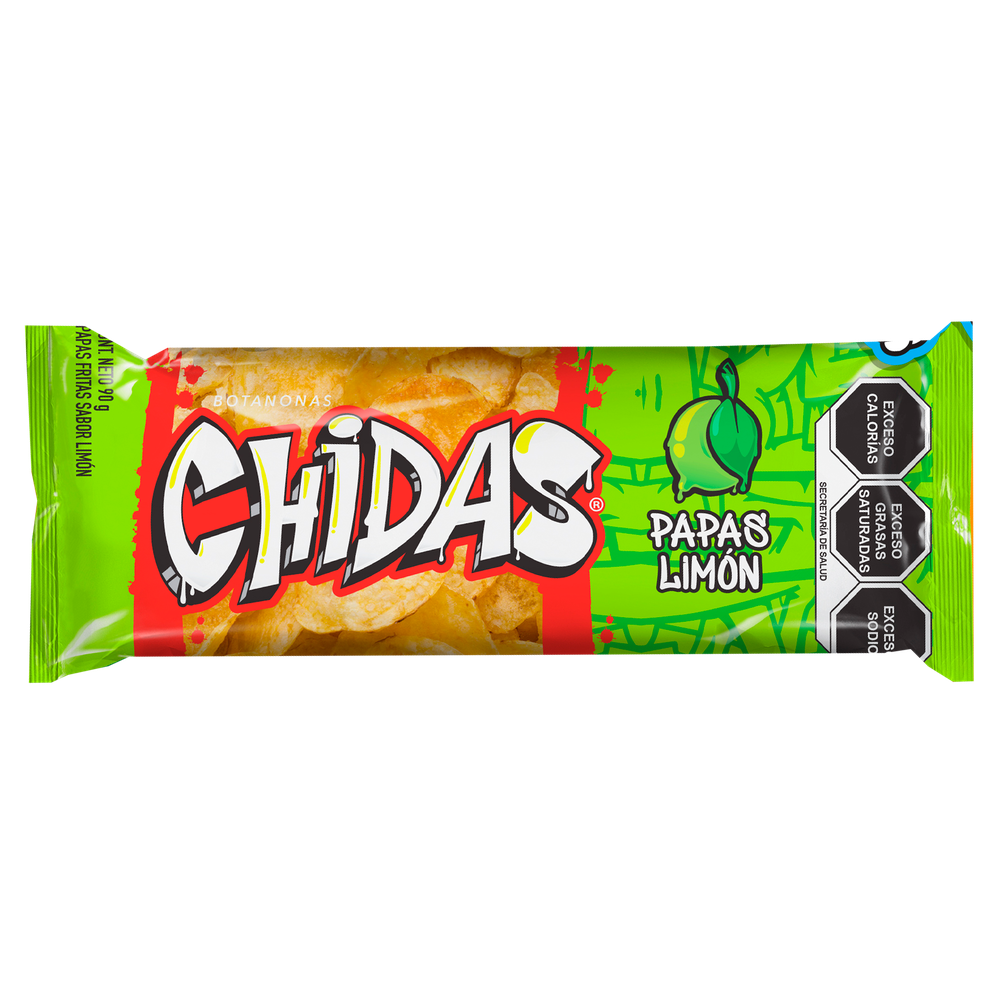 paquete de papas chidas sabor limón cada paquete contiene 5 bolsas