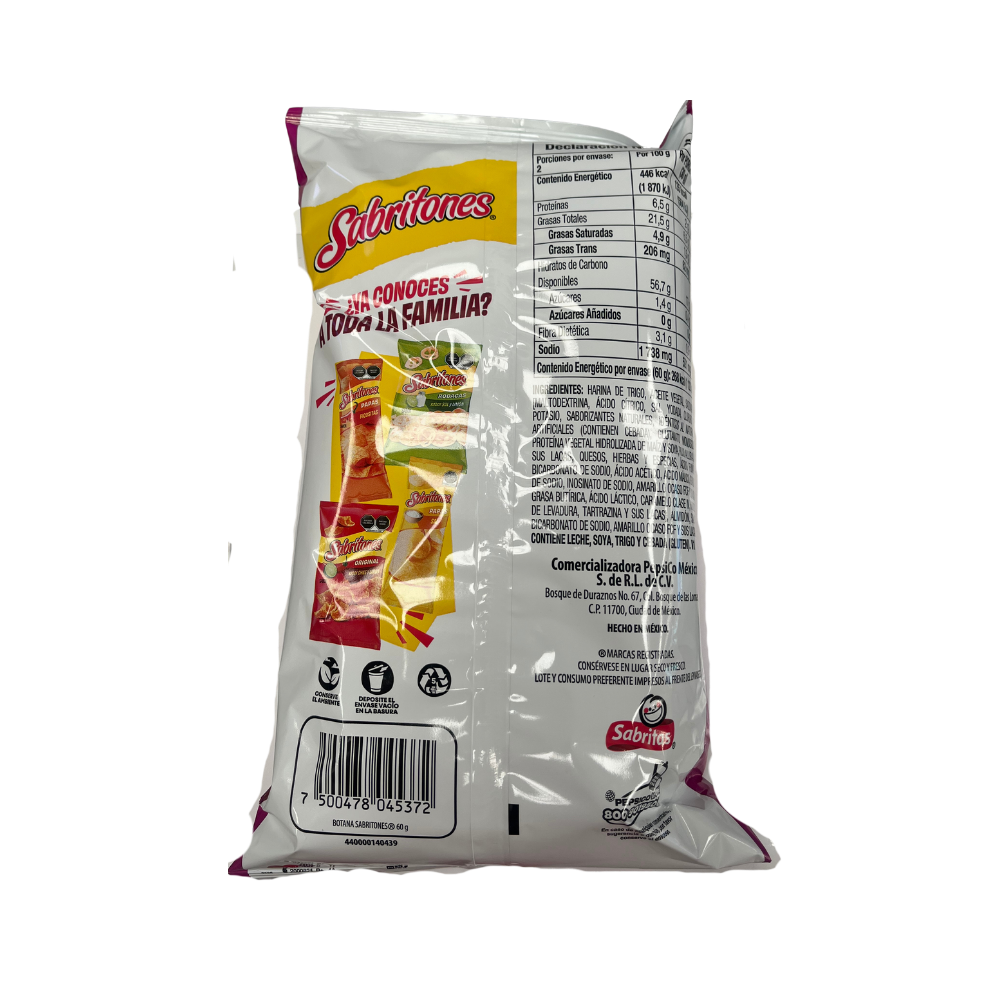 Sabritones Rejitas fritura de maíz 18 bolsas individuales en caja