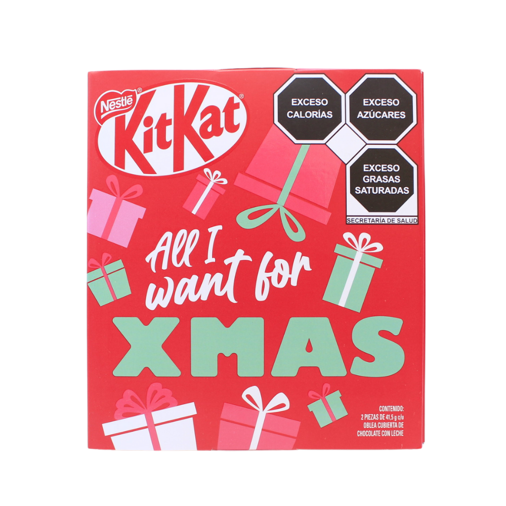 Tarjeta Navideña Kit Kat. Incluye 2 chocolates.
